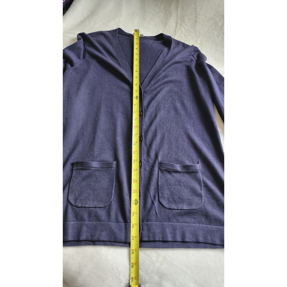 Talbots Navy Blue V-Neck Button Front Cardigan Sweater Pockets S Nautical Casual - Picture 8 of 11